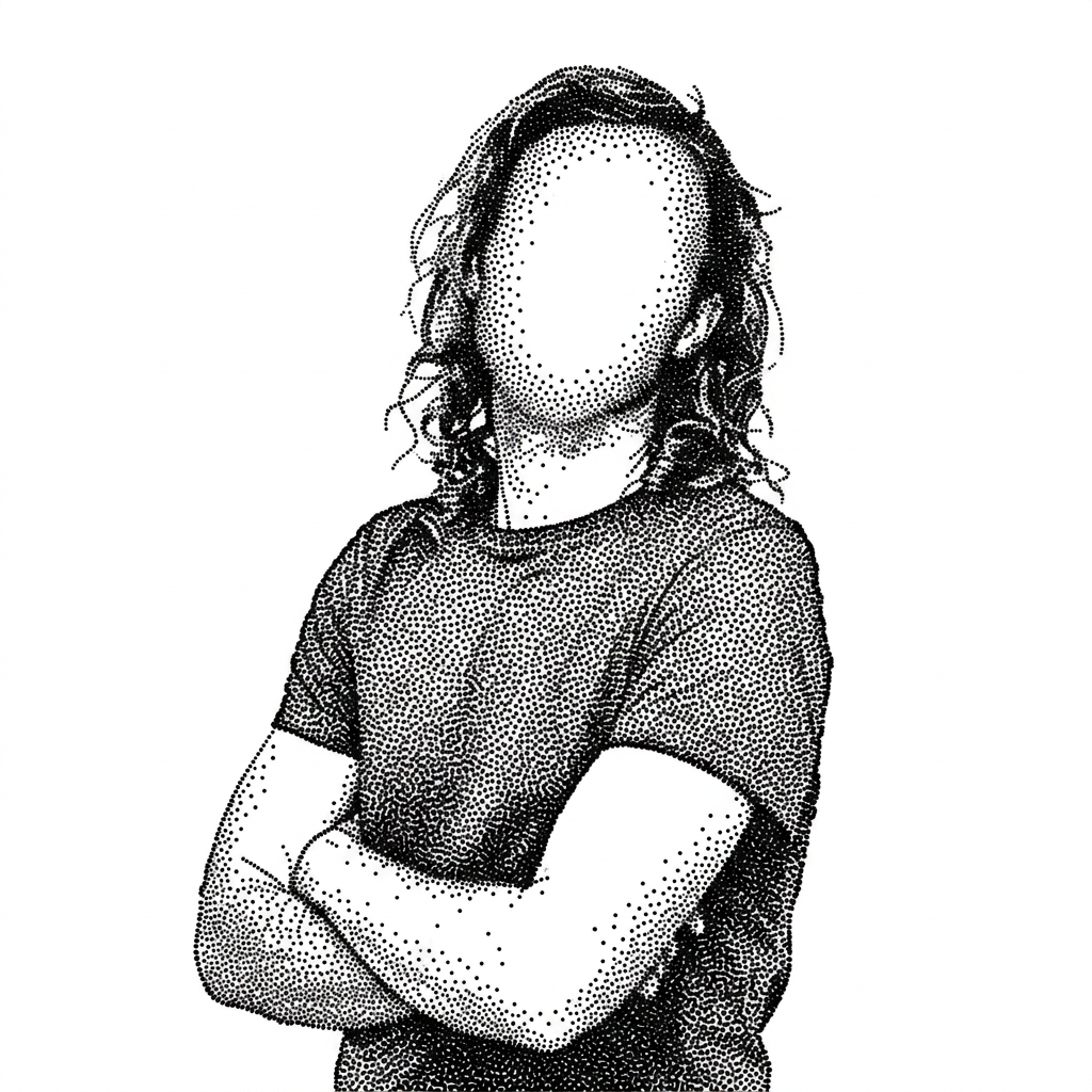 Human or Not logo — pointillist stencil mark